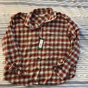 Women’s Plaid Flannel Shirt - Red and Green